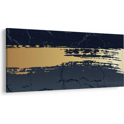 Obraz - Modrá a zlatá abstrakcia N⁰2, jednodielne 200x100 cm