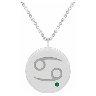 Eppi Stříbrný přívěsek se znamením a smaragdem Rak P44252