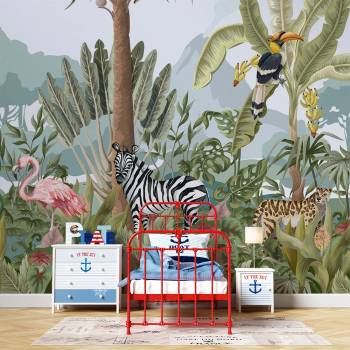 Image 1 of Art Gift Decor Детски фототапет - Животните в Джунглата