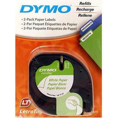 Dymo LetraTag 59421, S0721500, 12mm x 4m čierna tlač / biely podklad, originálná páska