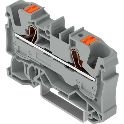 WAGO Svorka 2206-1201 2vodičová průchozí s ovládacím tlačítkem 6 mm², šedá 2206-1201