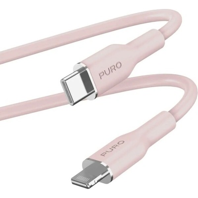 Puro PUCAPLTUSBCICONROSE Soft Lightning/USB-C 12 W, 1,5m, růžový