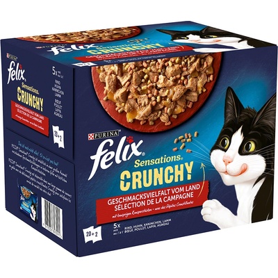 Felix Sensations Crunchy Crumbles 20x85 g + 2x40 g kuře, hovězí, králičí, jehněčí