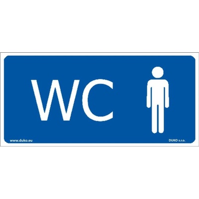 DUKO WC - MUŽI tabulka modrá podélná Formát: 300 x 150 mm, Materiál: plast 0,5 mm, samolepící vinylová fólie