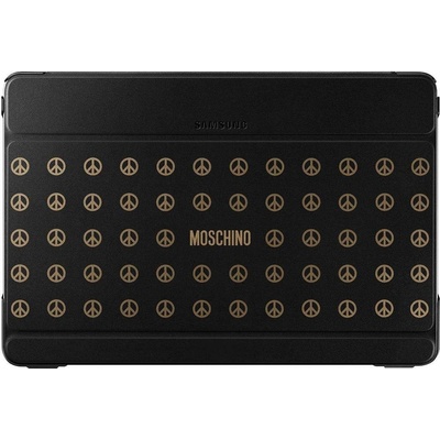 Samsung Book Cover by Moschino 2 - дизайнерски хибриден кожен калъф и поставка за Samsung Galaxy Tab/Note Pro 12.2 инча (черен-златист)