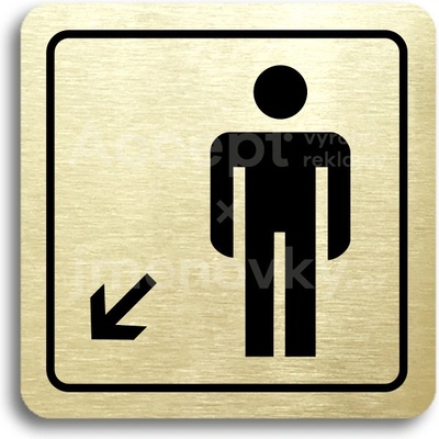 ACCEPT Piktogram WC muži vlevo dolů - zlatá tabulka - černý tisk