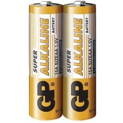 GP Batteries Алкална батерия GP SUPER LR6 AA, 2 бр. в опаковка / shrink, 1.5V, GP15A (GP-BA-15A21-S2)
