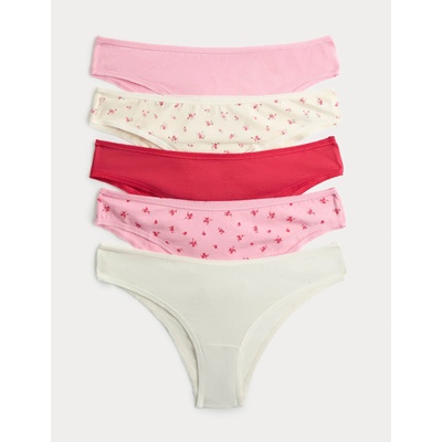 Marks & Spencer Бразилски слип с висок процент памук и материал Lycra, 5 броя Marks & Spencer розова Marks & Spencer | Rozov | ЖЕНИ | 12
