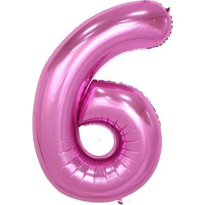 Cakesicq Fóliový balónek číslo šest růžový 102cm