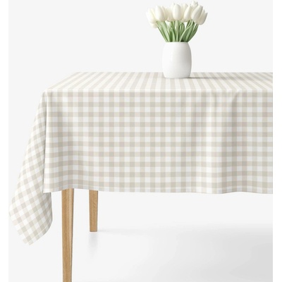 Goldea hranatý ubrus 100% bavlněné plátno latte kostičky 100x100 cm