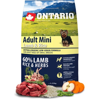 Ontario Adult Mini Lamb and Rice 2,25 kg