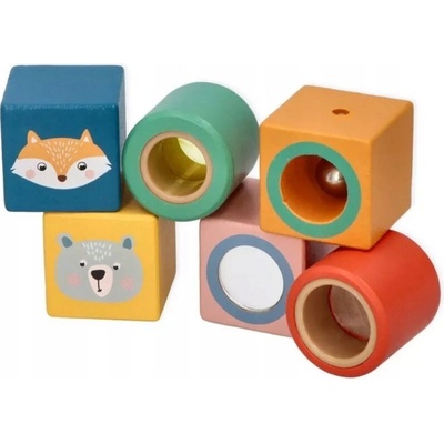 Adam Toys barevné kostičky s rolničkou zvířatka