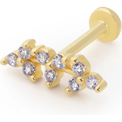 Lillian Vassago Zlatý piercing labreta s motivem lístečků se zirkony LLV92-GPI098LB