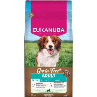 Eukanuba Grain Free Adult Small & Medium jahňacie 2 x 12 kg
