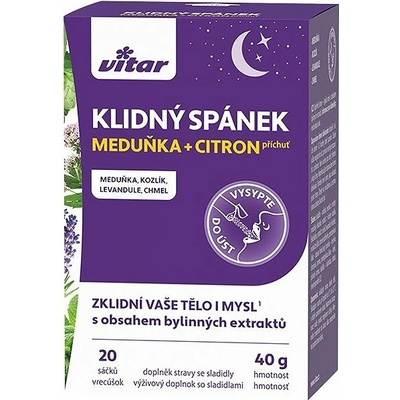 Vitar Klidný Spánek prášok vo vrecúškach medovka a citrón 20 ks