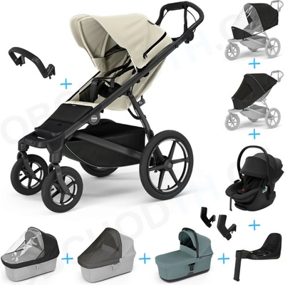 Thule 10v1 Urban Glide 4-wheel Soft beige 2024+madlo+vanička Mid blue+pláštenky+moskytiéry+Thule Maple Black+základňa+adaptéry