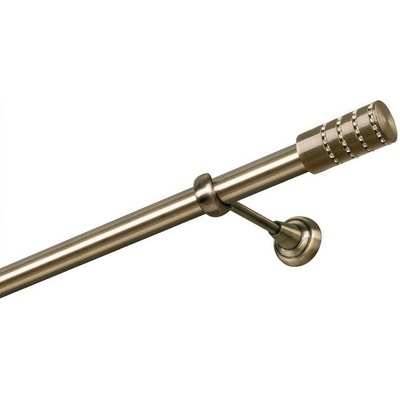 OK-GarnýžeCZ Garnýž kovová jednořadá 25mm Cylinder crystal mosaz 250 cm do stěny / na tunýlek - bez kroužků
