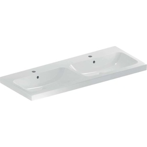 Geberit iCon - Двойна мивка 120х48 см, с преливник, 2 отвора за кран, KeraTect, бяла 501.838. 00.2 (501.838.00.2)