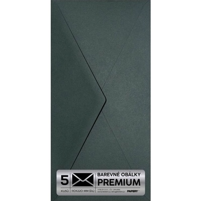 Obálka PREMIUM 5 KS (DL) 110x220 mm Tmavě zelená Vintage