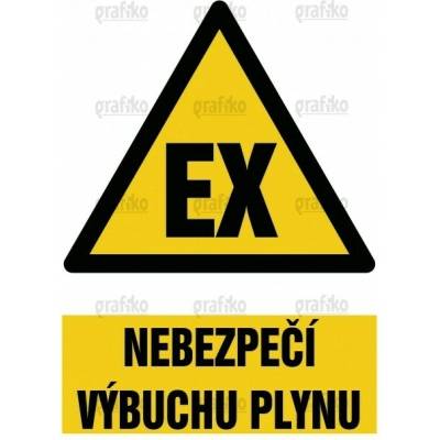 Grafiko | Nebezpečí výbuchu EX - Text obrázku Nebezpečí výbuchu plynu, Materiál Samolepící PVC folie, Rozměr 210x148mm