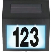 Solární LED zahradní nástěnné svítidlo černé s podsvícením čísla domu IP44 DPM