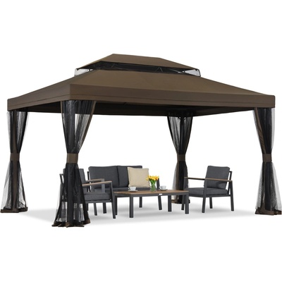 Garden Point Кафяв градински павилион с мрежа против комари Валенсия 3x4 m Garden Point (GAP1134)