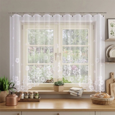 Hotová záclona alebo balkónový komplet, Lyra, biela 300 x 150 cm