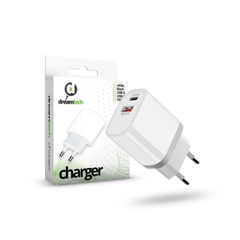 dreamtech Charger White 20W QC3.0 Type C + USB-A мрежов адаптер за бързо зареждане (D122449)