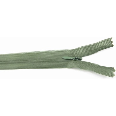 Nedeliteľný skrytý zips (3mm) rôzne farby - dĺžka 18 cm - 60 cm 35 cm Khaki Zelená