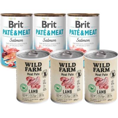 Brit Paté & Meat Salomon 3 x 400 g & Wild Farm Pate Lamb 3 x 400 g