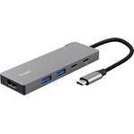Trust Докинг станция Trust Dalyx 5-in-1, от USB-C към 2x USB-A, 2x USB-A, 1x HDMI, сива (TRUST-26062)