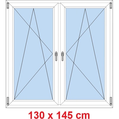 Soft Dvoukřídlé plastové okno 130x145 cm OS+OS se sloupkem Bílá