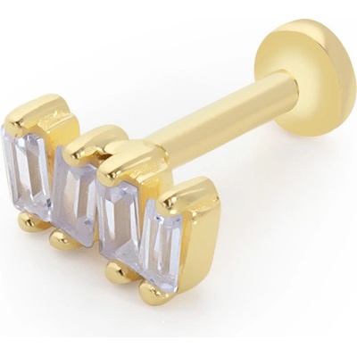 Lillian Vassago Zlatý piercing labreta se zářivými obdélníkovými zirkony LLV92-GPI102LB