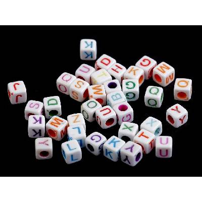 Stoklasa Plastové korálky s písmeny kostka 6 mm Balení: 10 g, Varianta: mix mix