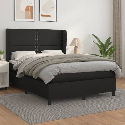 Petrashop 3128967 boxspring postel s matrací černá umělá kůže