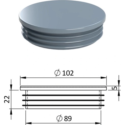 Vnútorná krytka guľatá ø 102 mm, plastová, sivá