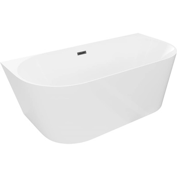 Mexen Oval Slim свободностояща стена вана 170 х 80 см, бяла, черен преливник - 52661708000-70 (52661708000-70)