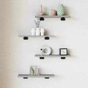 vidaXL Стенни рафтове 4 бр сив сонома 40x10x1, 5 см инженерно дърво (838197)