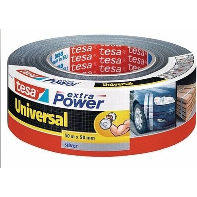 TESA lepící páska Extra Power Universal, textilní, stříbrná, 50 m, 50 mm