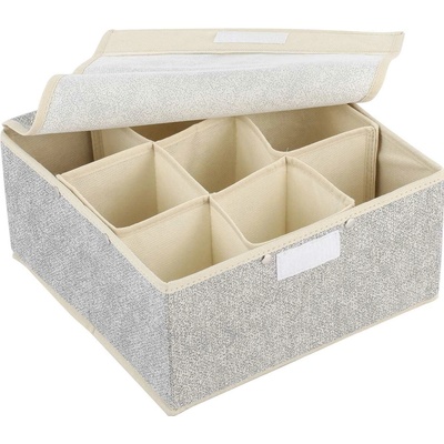 MSV prodyšný zásuvkový box, s 9 přihrádkami, šedý, polypropylen, 26,5 x 26,5 x 13 cm (648MSV)