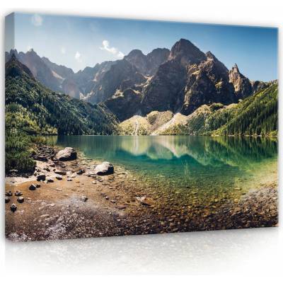 Consalnet Obraz na plátně: Landscape mountain lake pines - 100x75 cm