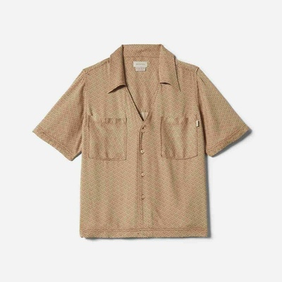Brixton tričko Hudson Lounge S/S Woven Washed Copper/Whitecap