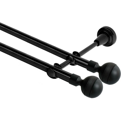 OK-GarnýžeCZ Garnýž kovová dvouřadá 19mm Gabi double černá 310 cm do stěny / na tunýlek - bez kroužků