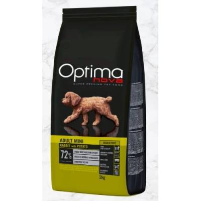 VISAN Optima nova adult mini rabbit & potato (заек и картофи) 70% месо grain free, Хипоалергична, Суперпремуим храна за кучета над 10 месеца, подходяща за чувствителни стомаси 6 кг
