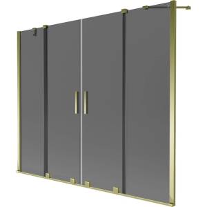 Mexen Velar Duo параван за вана, с 2 плъзгащи се крила 180 x 150 cm, графит, златен - 896-180-000-42-50 (896-180-000-42-50)