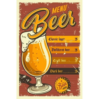 Ceduľa Beer Menu
