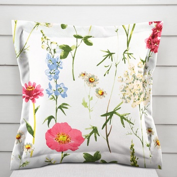 Biante bavlna s lemom Sandra SA-667 Veľké lúčne kvety na bielom 40 x 60 cm