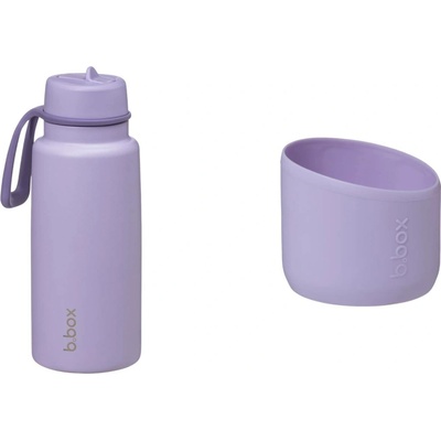 B.Box Nerezová termolahev s brčkem 1 l + Silikonový chránič lilac love