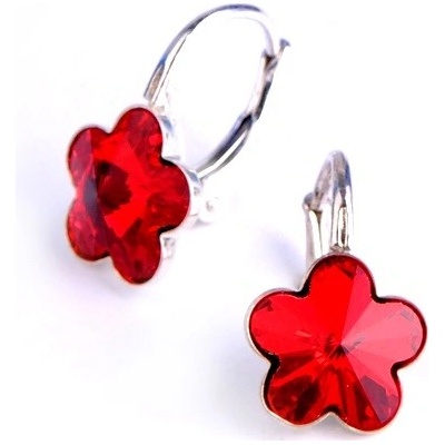 Swarovski Elements Flower dětské stříbrné visací červené kytičky květinky 51042.3 Light Siam červená