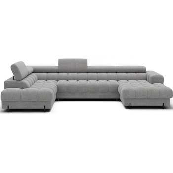 Eltap Сив разтегателен ъглов диван от букле (ляв ъгъл U форма) Feraria - ELTAP (CO-FERA-LT-03ROY)